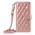 Etui til iPhone16pro rosaguld lang snor ins crossbody kortholder solid diamant lea