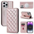 Fodral för iPhone 13 Pro Max 6.7 stöder trådlös laddning roséguld läder laddning ins magnetisk