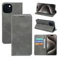 Etui til iPhone 16E grått kalveskinn magnetisk flip-brakett