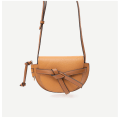 Miniatyrbillede 5 af 5: Women Leather Handbag Mini Mobile Phone Bag Trendy Leather Packet Crossbody Bow Saddle Bag Light brown