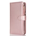 Fodral för iPhone 13 Pro Max roséguld multifunktionell solid dragkedja armband plånbok multi-kort