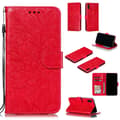 Fodral för Samsung S30 PLUS/S21 PLUS röd Präglad Spetsblomma Läderplånbok Red