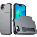 Fodral för iPhone16e grått skjutbart kortfack anti-fall plånbok