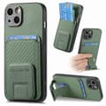 Fodral för iPhone 13 Pro Max grön enkel hållare solid kolfiber kortplats vanligt läder