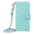 Fodral för iPhone 14 ljusgrön lång snodd ins crossbody korthållare solid diamantläder