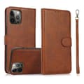 Etui til iPhone 16PRO brun to-i-en flip wallet stil læder split