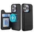 Etui til iPhone 16 Pro sort læder magnetisk kortslot flip