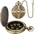 Mini D&D terningesæt med bronze steampunk gear lommeurkasse, 7 stk. polyhedral metal D&D terningesæt, rollespil tilbehør