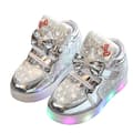 Lysende sko, blinkende åndbare sneakers, lysende fritidssko til børn, sølv, størrelse 30 Silver 30