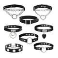 8-pack PU-läder chokerhalsband läder svart