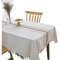Vattentät rektangulär duk, bomullslinne, 140x180 cm, tofs, elegant rektangulär duk för köksbordsdekoration