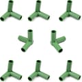 3-vägs rätvinklig koppling för 16 mm växthus - 10-pack, grön plast