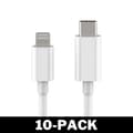 USB-C till Lightning-kabel iPhone Snabbladdare 2 m Vit 10-pack