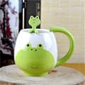 Handmålad kaffekopp Härlig Panda/Groda/Katt/Gris Keramisk Mugg Tekopp Inklusive Tesked