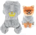 Hundpyjamas för små hundar, husdjurspulloverpyjamas med broderad krona och D-ring, mjuk vinter- och höstoverall