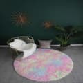 Diameter 80cm/31.5\" Runde tæpper, fluffy runde tæpper, bløde plys tæpper velegnet til soveværelse/stue (regnbuefarve)