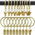 30-pack gardinringar, med metallklämmor, robusta, rostfria, för gardinstänger (guld)