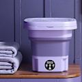 Pikkukuva 1 / 6: 8l taittuva pyykinpesukone kannettava sukka ja alusvaatteet sisäänvedettävä kodin pyykinpesukone 3 mallia linkouksella EU Purple EU Purple