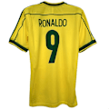 Miniatyrbild 3 av 3: VM 1998 Brasilien Hemma Kortärmad Retro Tröja 1998 Nr 9 Ronaldo Jr. Rivaldo S S