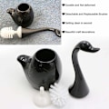 Miniatyrbillede 3 af 5: Toiletbørstesæt i Svanefacon, Toiletbørste Design Toiletbørsteholder og Holder, til Badeværelse (Sort)