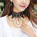 Miniatyrbillede 4 af 4: Elegant Retro Prinsesse Sort Blonde Gotisk Statement Halskæde Armbånd Victorian Lolita Halskæde Vedhæng Vampire Kæde