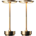 Miniatyrbild 1 av 7: Sladdlös I-formad metallisk bordslampa med touchsensor, 3 färger dimbar laddningsbar skrivbordslampa Gold 2pcs