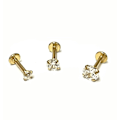 Miniatyrbillede 1 af 2: 3 stk. guldbelagt Labret med sten (3mm 4mm 5mm) Length:8mm