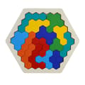 Block Tangram Form Trä Hex Pussel Hjärngymnastik Geometrisk Lo
