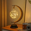 Pikkukuva 10 / 11: Led-koristevalot tähtikuuvalot omena jouluvalot syntymäpäivälahja käsintehty hamppuköysi usb rauta yövalo warm light Five-pointed star Battery Type