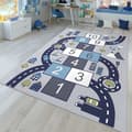 Legetæppe til børneværelse grå 80x160 cm biler vej tæppe