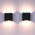 Miniatyrbillede 1 af 8: 2 stk. LED-væglampe indendørs op og ned væglampe sort væglampe Moderne 6w aluminiumbelysning til stue soveværelse badeværelse køkken, varm hvid [ener]