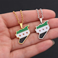 Miniatyrbilde 2 av 8: Rustfritt stål Syria Kart Flagg Hänge Halsband Mode Syria - Silver