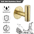 Miniatyrbild 2 av 5: 2 st badrumshanddukskrokar i mässing, självhäftande, metallkrokar för kläder, badrock, SUS 304 rostfritt stål (guld)