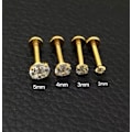 Miniatyrbillede 2 af 2: 3 stk. guldbelagt Labret med sten (3mm 4mm 5mm) Length:6mm