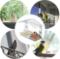 Miniatyrbillede 6 af 6: Vinduesfuglefoderbræt med sugekopper, klart akryl fuglefoderbræt med frø- og vandbakke, aftageligt dræningsdesign til balkon
