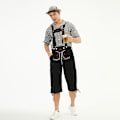 Miniatyrbillede 1 af 2: München Oktoberfest Tøj Mænds Ternet Skjorte Overalls Dragt Sceneoptræden Tøj Black pants+black top+gray hat S