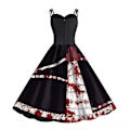 Miniatyrbillede 2 af 3: Halloween Jumpsuit til Kvinder med Blodpletter, Digitalt Tryk, Bodysuit, Performance Leotard Black 2XL