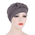 Miniatyrbild 4 av 11: Sidfläta flerfärgad mjuk huvudduk hatt muslimsk kemoterapi hatt ny stil black