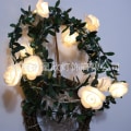 Miniatyrbillede 4 af 11: Rose rattan lyskæde LED skum lille hvid blomst rattan lyskæde bryllup indendørs balkon dekorativt lys Soft cherry vine 6m 40 light (battery box)