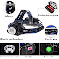 Miniatyrbillede 3 af 5: Pandelampe, Genopladelig LED-lampe, 10000LM Pandelampe med 3 lys