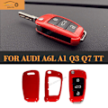 Miniatyrbillede 1 af 10: Sort ABS Coan i Carbon til Bilnøgle Cover til Audi A6l A1 Q3 Q7 TT R8 A3 S3 S3 Carbon Sort