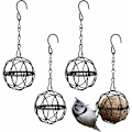 Miniatyrbillede 1 af 5: 4 stk. Hængende Fuglefoderautomater Metal Fuglefedtkugleholder Indendørs Udendørs Sort 7 cm Diameter Foderdispenser med 4 S-formede Kroge