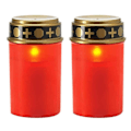 Miniatyrbilde 1 av 5: 2 stk. utendørs gravlys vanntett lyslampe solcelledrevet elektrisk lampe Jikaix rød uten jordspyd Red without Ground Insertion