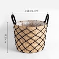 Miniatyrbild 9 av 11: Halmplanta extra stor extra stor krukväxt blomkorg växtkorg vävd golv inomhus bonsai White fishing net with bulging belly large