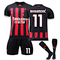 Miniatyrbillede 1 af 3: AC Milan Hjemmebørnefodboldtrøje 2022-2023 nr. 11 Ibrahimovic Komfortabel - Perfekt 8-9 år 8-9 years