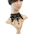 Miniatyrbillede 3 af 4: Elegant Retro Prinsesse Sort Blonde Gotisk Statement Halskæde Armbånd Victorian Lolita Halskæde Vedhæng Vampire Kæde