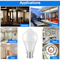Miniatyrbild 5 av 5: B22 Bajonett LED Rörelsesensorlampa, 12W, 1020lm, Kallvit 6000K, CIR 85, IP42 Vattentät Energibesparande, Ej Dimbar, Rörelsesensorlampa (2st)