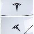 Miniatyrbild 5 av 11: 3x Matt Svart T-logotyp Huv Bagageutrymme Rattmärke för Tesla Model Y