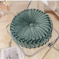 Miniatyrbillede 7 af 11: ins græskar pude rund pude siddepude talje pude stue sofa homestay plisseret hjul futon pude Dark green 41*41cm
