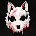 Miniatyrbild 3 av 11: 2st Halloween tvådimensionell halv ansiktsblödande mask tiger Yasha Tengu varg nue mask dansföreställningsmask Nue Black Bleeding